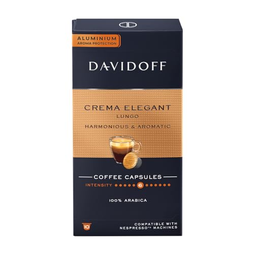 Image of Davidoff Crema Elegant Lungo Harmonious & Aromatic Coffee 10 Capsules - 6 /12 Intensity - 100% Arabica - 55G
