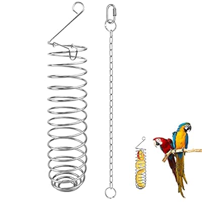 Hanging Parrot Feeder Parrot Food Baskets Bird Food Holder Stainless Steel Parrot Food for Millet Fruit Vegetables for Parakeets Canaries