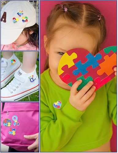 JUNEBRUSHS 84pcs Autism Awareness Brooch Pins Colorful Puzzle Pieces Inspirational Lapel Pins for Adults Autism Awareness Party Gift Supplies Clothes Decor Accessories3