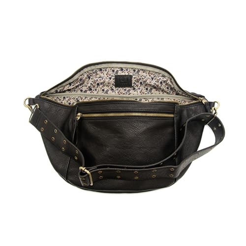 Image of Joy Susan Womens Vegan Leather Mel Large Sling Crossbody Bag - Black