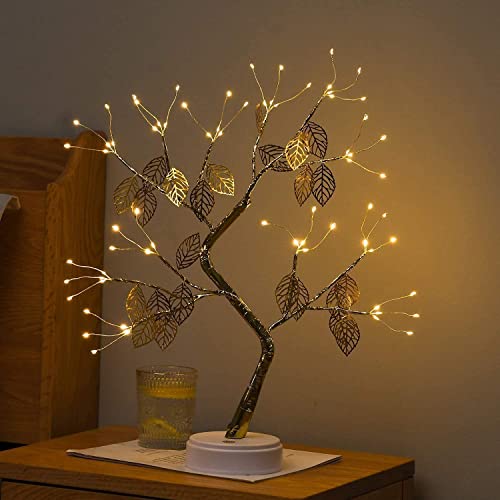SHOPIVA Bonsai Led Desk Tree Lamp, Desk Table Decor Pearl LED Lights