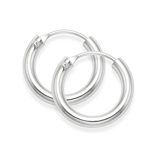 Plata de ley pendientes de aro grueso - TAMAÑO: 14 mm x 2,5 mm - de gran calidad. En caja de regalo 6272
