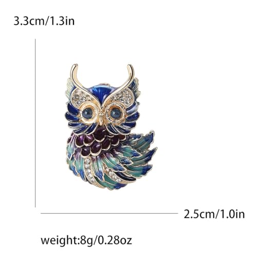 Image of Owl Brooch Pins for Women, Blue Eyes Owl Brooch Pin, Cute Owl Animal Brooch Lapel Pin, Bohemian Owl Bird Brooches Pins for Women Hat Bag Suit Dress Accessories Jewelry