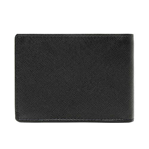 Image of LOUIS STITCH Safiano Leather Bifold Wallet for Men | Blue RFID Blocking Wallet Purse with 8 Card Slots, 1 Zip Pocket for Coin and 2 Main Compartments (WL-SF BU)