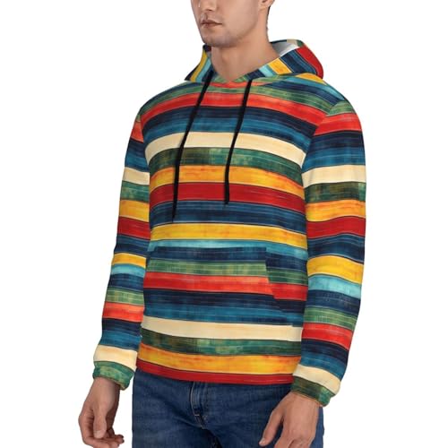 Hoodies For Men - Vintage Color Pattern Print Long Sleeve Casual Men'S Hoodies & Sweatshirts Pullover With Pocket3
