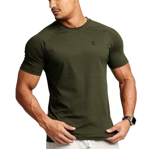 Image of Casual Short Sleeve Crew Neck Classic Wicking Breathable Fitness Muscle Athletic T Shirts Mens