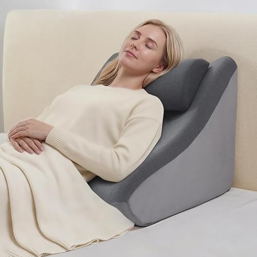 Vekkia 21” Extra-Wide Back Pillow with Adjustable Headrest – 2 in 1 Ergonomic Dual-Layer Wedge...