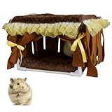 MiOYOOW Hamster Versteck, Kleintier Schlafzelt, Meerschweinchen Höhlenbett mit Fransenvorhang für Zwergkaninchen, Chinchillas, Gleithörnchen und Eichhörnchen