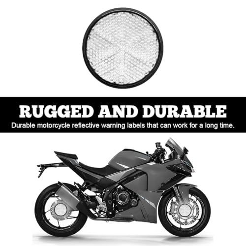 Image of povtii 2 PCS Motorcycle Warning Reflectors, M6x1.0 Waterproof Plastic Reflective Warning Reflector, Motorcycle Rear Safety Reflector with Screw, Universal Motorcycle Accessories (Round, White)