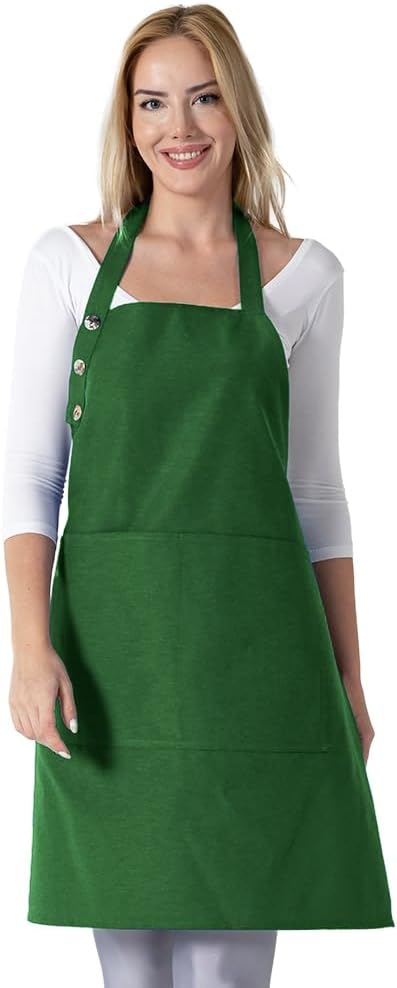 TOSHE Kitchen Apron Waterdrop Resistant Cotton Apron with adjustable Aprons f...