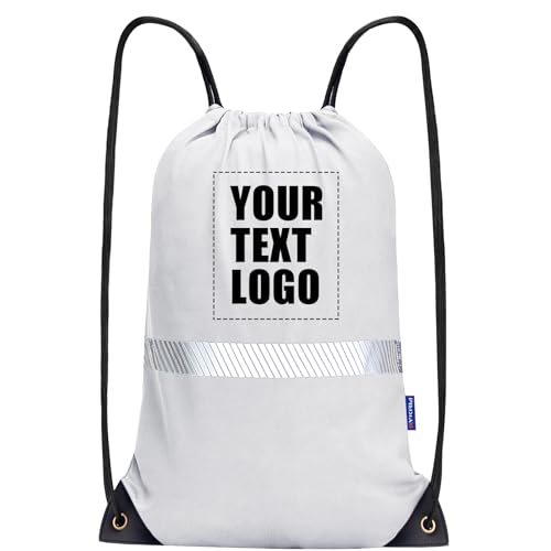 Image of AYKRM Customize White Drawstring Backpack Bag work Sackpack logo