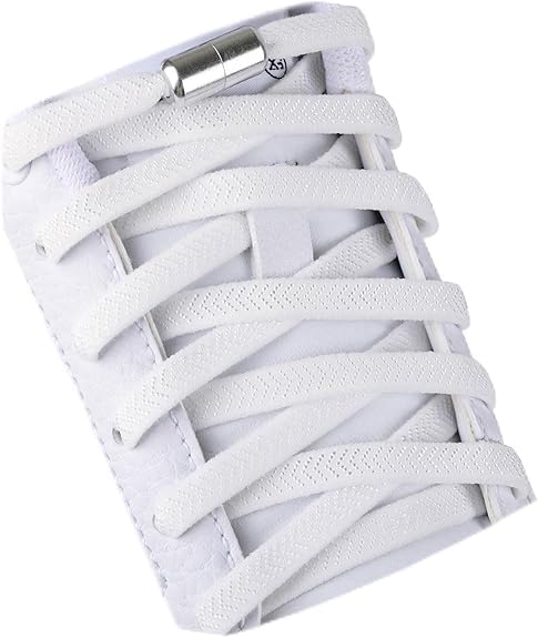 Lacets Plats Élastiques avec Fermeture Blancs, 2 Paires
