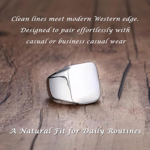 Image of Signet Biker Rings Solid Polished Stainless Steel Ring for Men Size 7-15,Black Gold Silver Great Gift