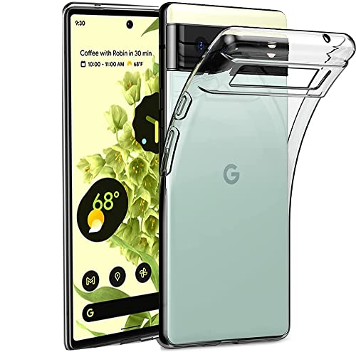 For Google Pixel 6 Case - Slim Thin Shockproof Flexible TPU Gel Rubber Soft Skin Silicone Protective Case Cover For Pixel 6 (Clear)
