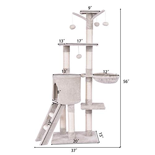 Árbol para gatos Tangkula 56 pulgadas multi-niveles miniatura 6