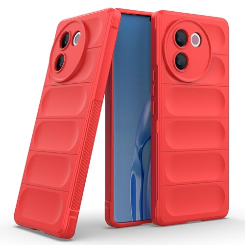 amazon basics Back Case Cover for Vivo V30e 5G | Compatible for Vivo V30e 5G Back Cover | Liquid Silicon Magic Case with Camera Protection | Red