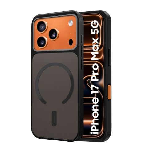 Image of CEDO Magnetic Cover for iPhone 17 Pro Max | Compatible with MagSafe Wireless Charging | Matte Black Case Designed with Magnetic Lock Shockproof Edge Protection Backcover (Translucent Black)