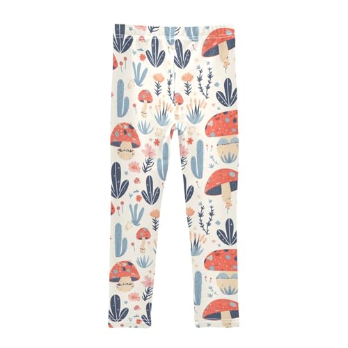 Red Safari Mushroom Plant Kids Girl's Athletic Leggings Soft High Waisted Leg Yoga Pants Exercise2