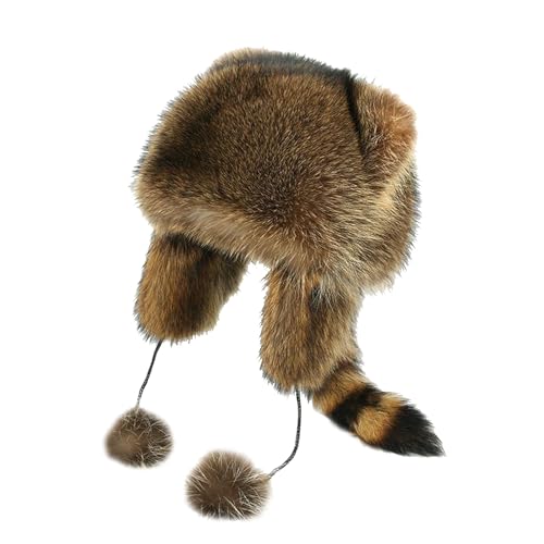 Cute Faux Fur Raccoon Tail Parent-Child Plush Hats