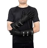 URBAN BUCK Real Sheepskin Leather Sky Gauntlet Costume Glove - Regular Fit Long Arm Cuff Mens Premium Buckles Unlined Cosplay Gloves Right and Left Black Set (L)