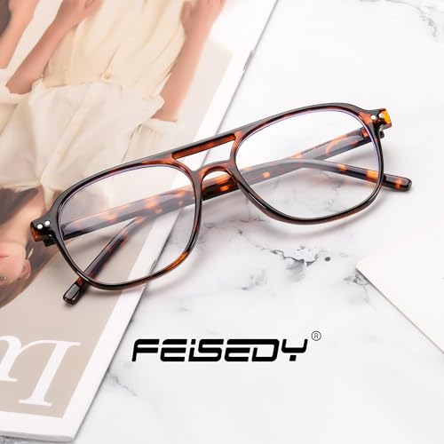 Image of FEISEDY Blue Light Blocking Glasses Women Men Square Computer Lightweight Pilot Glasses Anti Eyestrain & UV Glare B0141