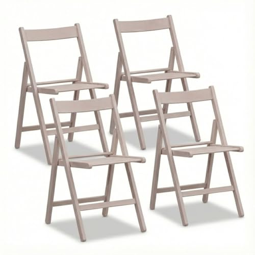 Tomaino - Chaise pliante en bois Chaise de cuisine livre peu encombrante - 4PCS (Taupe )