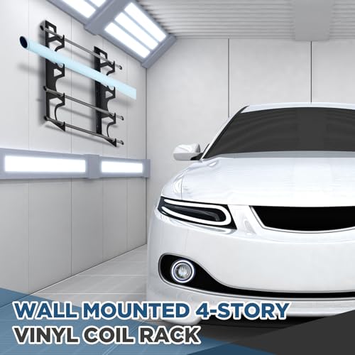 Image of 4 Roll Adjustable Storage Rack Vinyl Roll Holder Metal Vinyl Holder Wall Mount for Car Wrap Material Transfer Paper Tape Wallpaper Garage Workshop, Rollers Not Included