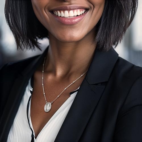 Ross-Simons Italian Sterling Silver Miraculous Medal Bead Station Necklace2