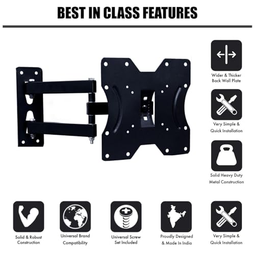 Image of Caprigo Full Motion TV Wall Mount Bracket for 14 to 32 Inch LED /HD /Smart TV's, Universal Heavy Duty TV Stand for Wall with Swivel Rotation & Tilt Adjustments (M467)