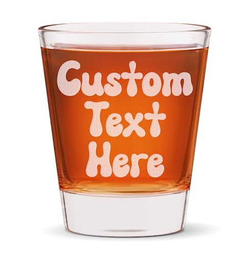 OEZZO Personalized Shot Glass, Customized Text Glasses, Laser Etched Engraving 2oz for Him & Her, Bulk Set (1)