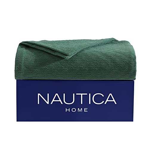 Nautica - Twin Blanket, Cotton Woven Bedding, Medium-Weight for All Seasons, Ideal Dorm Essentials, Oeko-Tex Certified (Ripple Cove Green)