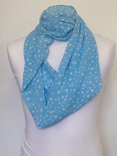 Small Blue & White star design Infinity Scarf Jersey OR Chiffon Unisex Printed Loop Fashion Scarves