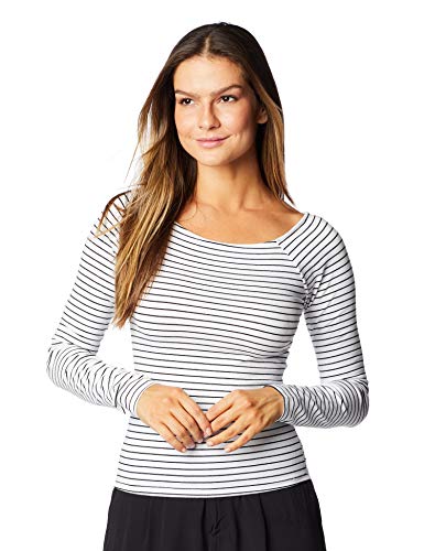 Blusa Manga Longa Listrada, Hering, Feminino, Off/Preto, P