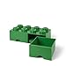 LEGO Brick Drawer, 8 Knobs, 2 Drawers, Stackable Storage Box, Dark Green