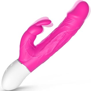 Realistic Rabbit Vibrator with Bunny Ears for G-spot Clitoris Stimulation, Waterproof Rechargeable Dildo Vibrator with 9 Strong Vibrations Dual Motor Stimulator for Women Solo or Couple Fun