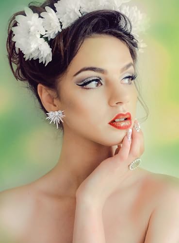 Rhinestone Silver Statement Earrings, Star Stud Earrings Fashion Design3