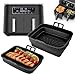 Ninipie 2PCS Foldable Ninja Air Fryer Liners Silicone for Ninja Foodi Max Dual Zone AF300UK AF400UK 7.6L-9.5L AF451UK SL400UK, Tower Air Fryer Accessories Silicone Baskets for Cosori Dual Air Fryer