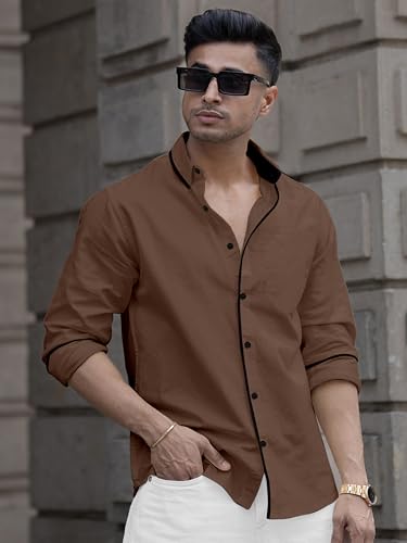 Image of Shirt for Men Casual Shirt,Solid Cotton,Plain Full Sleeve, Regular Fit,Everyday Fashion Wear