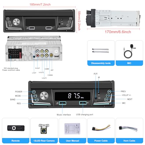 Wireless - CAMECHO Autoradio 1 Din con Wireless