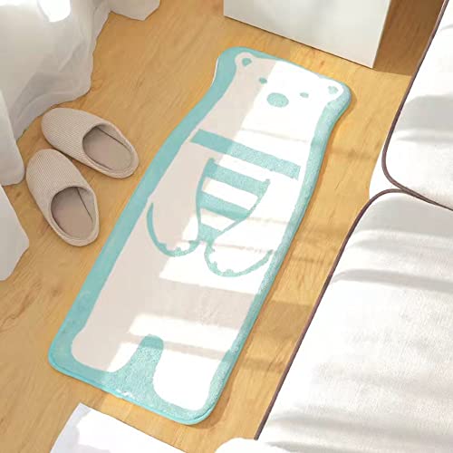 Cute Soft Animal Shaped Area Rug Bathroom Kitchen Floor Absorbent Non-Slip Doormat Children Play Room Floor Mat Cute Bedroom Mat, 19in*47in (White Bear, 23in*70in)