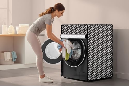 Image of Stylista Washing Machine Cover Compatible for Bosch 8 KG Fully-Automatic Front Loading WAJ28262IN, Check Grey