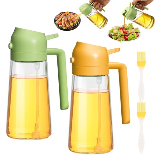 FHISKUNYU Pulverizador de Aceite 2 en 1, 470ml Dispensador de Aceite de Oliva para Freidora de Aire, Cocina, Barbacoa y Ensalada - 2 Unidades (Verde y Naranja) FHISKUNYU Pulverizador de Aceite 2 en 1, 470ml Dispensador de Aceite de Oliva para Freidora de Aire, Cocina, Barbacoa y Ensalada - 2 Unidades (Verde y Naranja)
