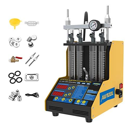 AUTOOL CT150 Ultrasonic Wave Fuel Injector Cleaner and Tester 4-Cylinder Auto Fuel Injector System Cleaning Tools Fuel Leakage Testing Machine with 2000ml Tank for Petrol Vehicle (220V)