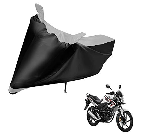 Image of Auto Hub Bike Cover Compatible with CB Unicorn with Mirror Pocket, Dustproof, Heat Resistant, Triple Stitched, CB Unicorn Bike Cover- Black, Silver