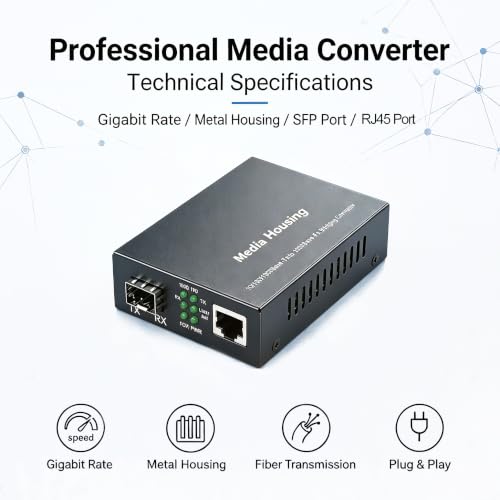 Convertidores de medios de fibra Gigabit con dos módulos SFP LC monomodo de 20 KM 5