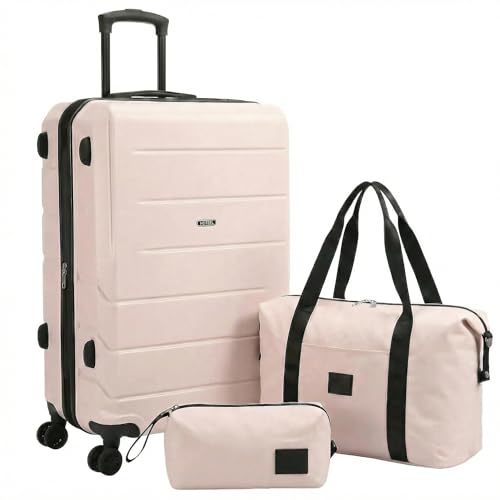 Image of Hoteel Luggage Sets 3 Piece, 4-Yr Warranty, PC+ABS Hard Shell Expandable Suitcases with Wheels, TSA Aproved Lock and Carry on Bags, Travel Suit Case Set for Men and Women, (3-Piece, Beige)