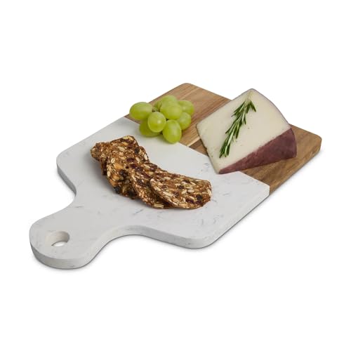 Tabla de Cortar para Quesos y Embutidos HIC Kitchen, Mármol Cultivado y Madera de Acacia, Rectangular, 33,02 x 21,46 x 1,27 cm miniatura 4