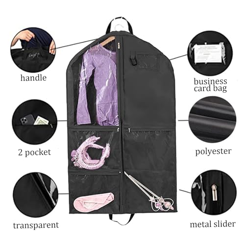 Dance Costume Garment Bag 39.4inch Dustproof Dance Bag with Garment Rack 6 Pockets Dance Competition Bag Portable Dance Garment Bags for Dancers Home Travel Black Dance Garment Bag Dance Garment Bags2