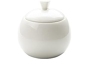 Sizikato White Porcelain Sugar Bowl with Lid