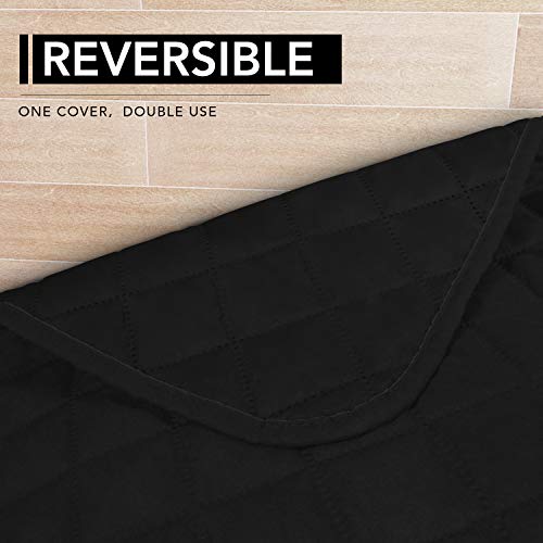 Image of Easy-Going Microfiber 3 Seater Sofa Slipcover L Shape Sectional Couch Cover 42 X 52 Inches Rectangular Chaise Lounge Cover Sofa Cover Furniture Protector For Pets Kids Children Dog Cat(Black /Black)